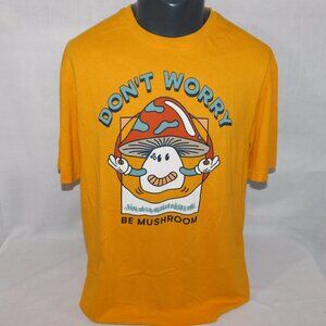 Springfield Mens XL Yellow DON'T WORRY BE MUSHROOM Graphic T Shirt